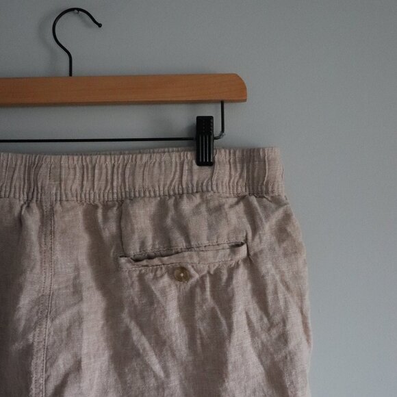 Panama Jack 100% Linen High Waist Lrg Cream Flat Front Elastic Bermuda Shorts - Picture 5 of 11